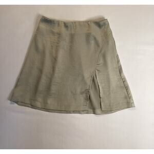 Forever 21 Beige Satin Short A-Line Skirt with Slit Accent Size S